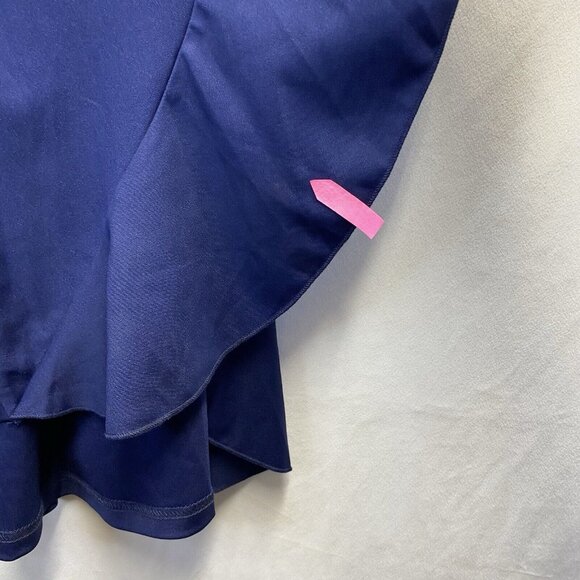 WOOSEA High Neck Split Ruffle Bodycon Cocktail Long Dress Women Small Navy New - Picture 2 of 16